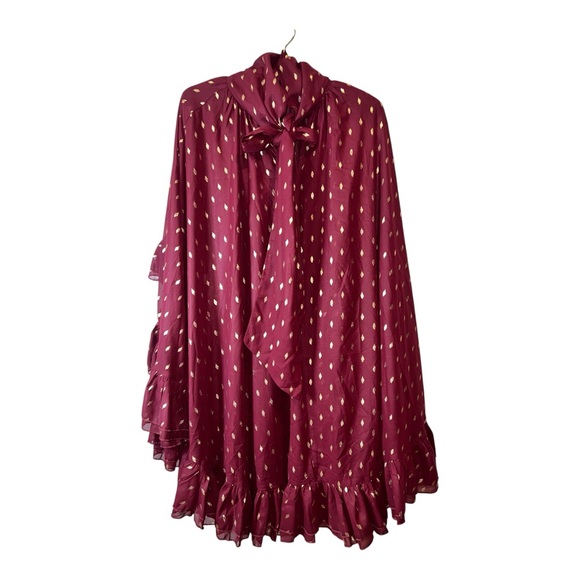 CoMMENSE Foil Spot Print Cami Dress with Matching Cape Burgundy NWT XL Sold Out - Picture 5 of 8